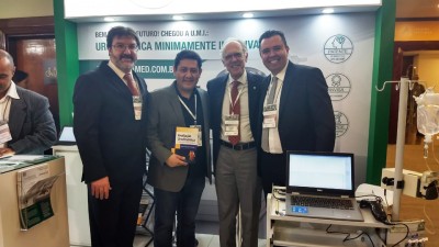 Sr. Manoel Soares, Dr. Jorge Percy, Prof. DAncona e Sr. Robson Andrade durante negociação do equipamento de Urodinâmica Minimamente Invasiva